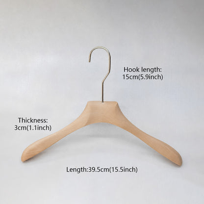 Natural Beech Wood Hangers with Clips for Boutique Clothing Display