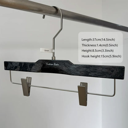 Wood Grain Resin Hangers for Pants – Non-Slip Metal Clips, Heavy Duty ABS