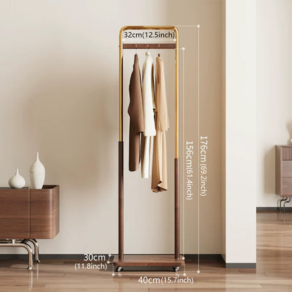 Freestanding Rolling Clothing Rack with Shelf for Bedroom, Entryway & Closet