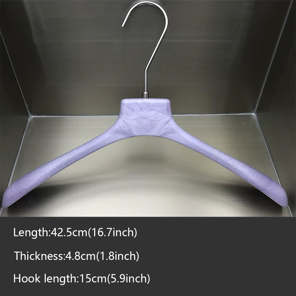 Purple Wood Grain Resin Hangers with Pants Clips for Boutiques