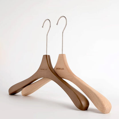 Beech Wood Clothes Hangers with Pants Clips and Custom Logo for Retail