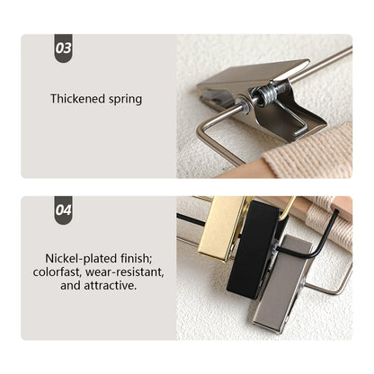 Wood Hanger Pants Clips for Women | Long Hook | No-Mark | Gold Silver Black