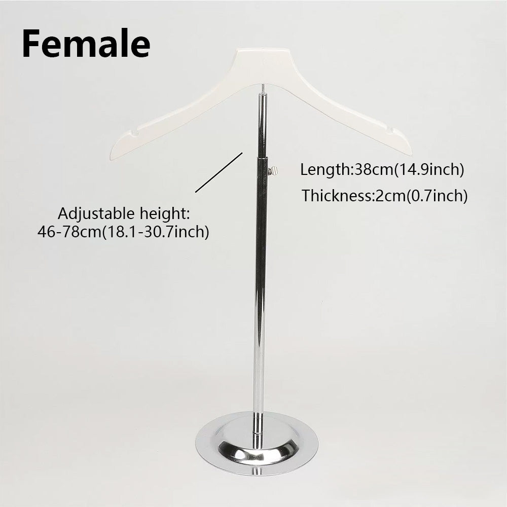 Adjustable Garment Display Stand with Wooden Hanger for Men, Women & Kids
