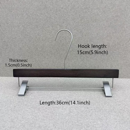 Custom Logo Rubber Wood Hangers with Pants Clips for Boutiques