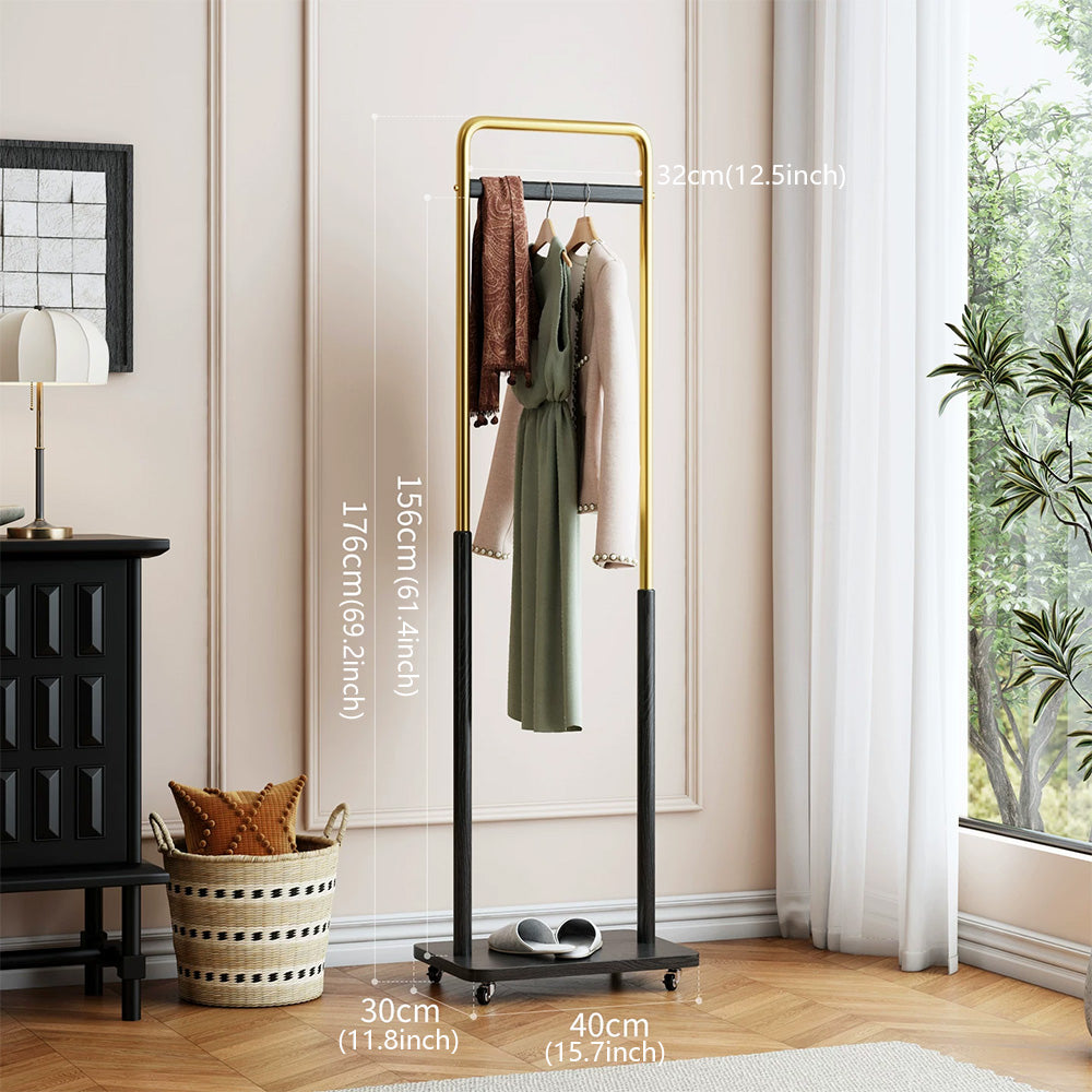 Freestanding Rolling Clothing Rack with Shelf for Bedroom, Entryway & Closet