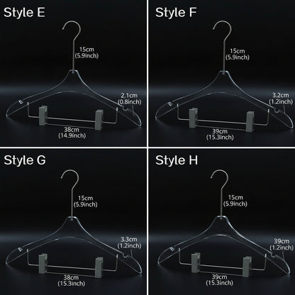 Clear Acrylic Suit Hanger with Clips - Premium Display for Complete Outfit & Pants, 50 PCS
