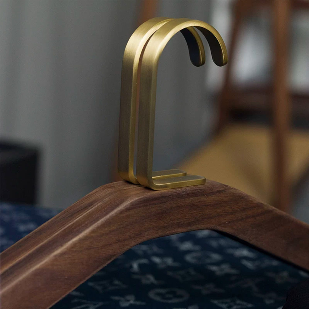 Solid Black Walnut Wood Hangers with Pure Brass Hooks for Suits & Coats