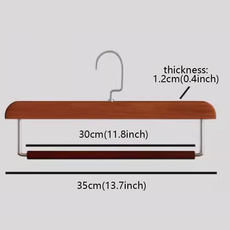 Luxury Wood Trouser Hanger - Velvet Anti-Slip Pants Rack for Wrinkle-Free Garment Care