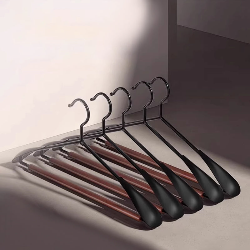 Solid Beech Wood Hangers Iron Hook - Luxury Wide Shoulder Hangers Hotel & Retail