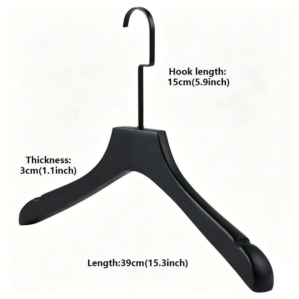 Black Wood Hangers | Non-Slip Solid Wooden Coat & Pants Garment Hanger Set