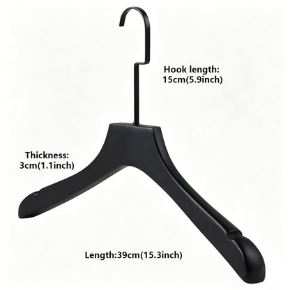 Black Wood Hangers | Non-Slip Solid Wooden Coat & Pants Garment Hanger Set