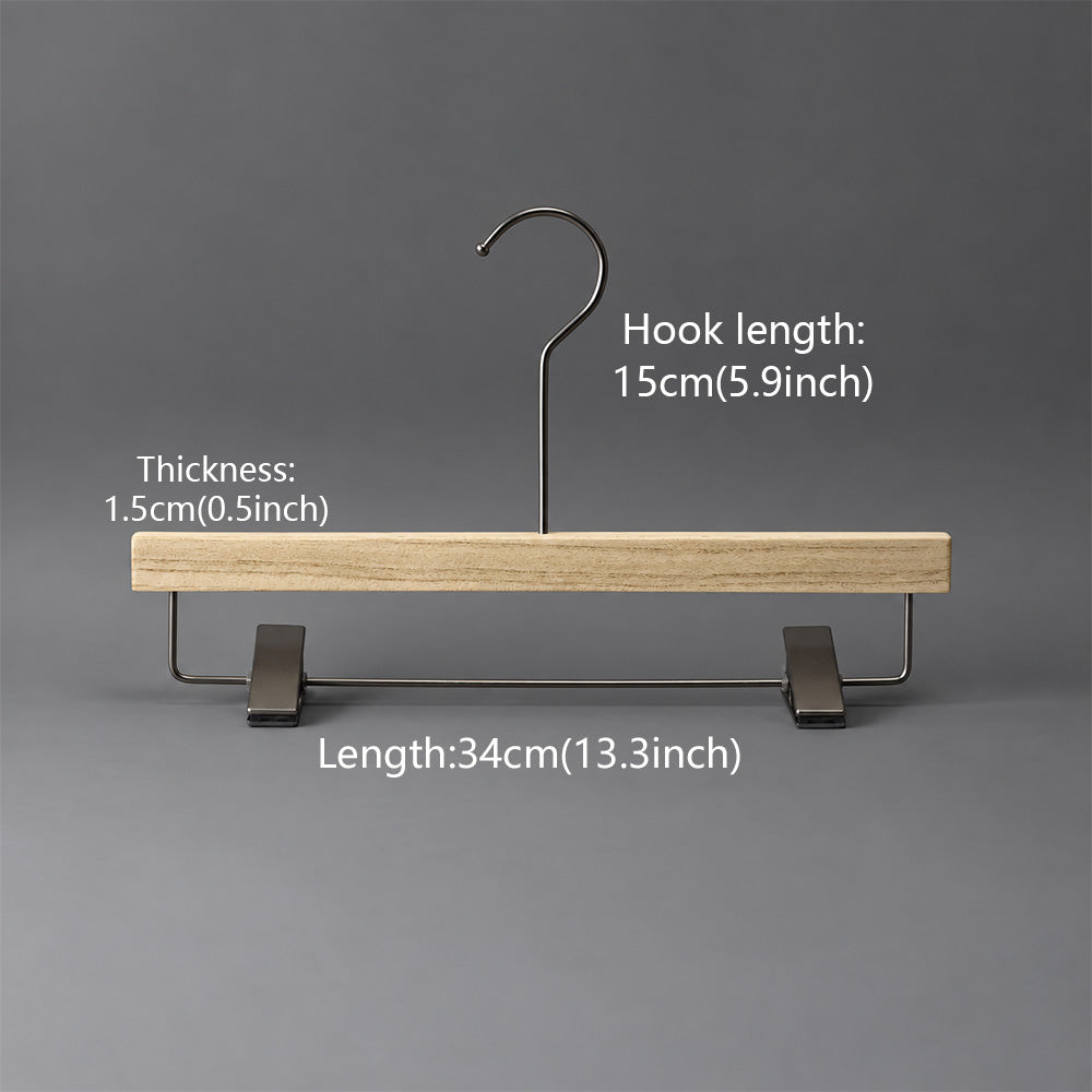 Custom Ash Wood Women’s Clothes & Pants Hangers with Clips Wholesale