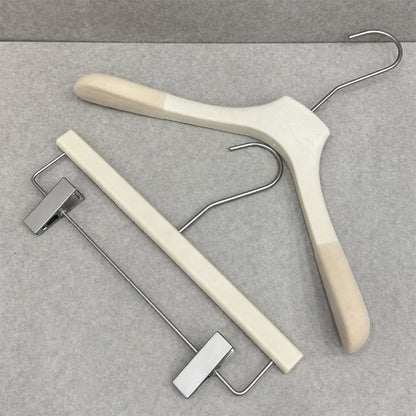 Non-Slip Flocked Resin Woodgrain Hangers for Clothing Stores
