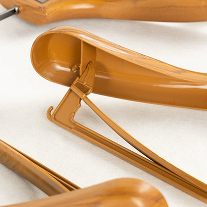 Custom Logo Faux Wood Plastic Suit Hangers with Pants Bar | Wholesale