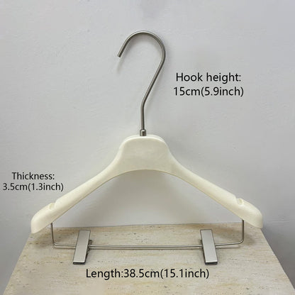 Wholesale Ivory ABS Resin Clothes Hangers with Custom Logo & Adjustable Clips