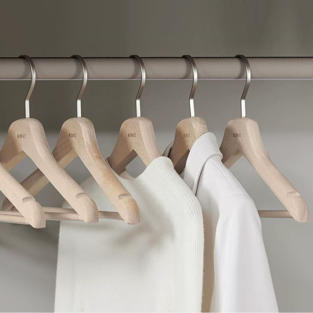 Solid European Beech Wood Hangers for Suits, Coats, Pants & Skirts