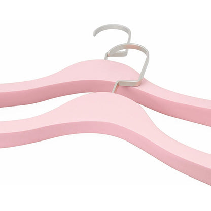 Pink Wooden Hangers Non-Slip Velvet Clothes Hanger for Women's Boutique & Home