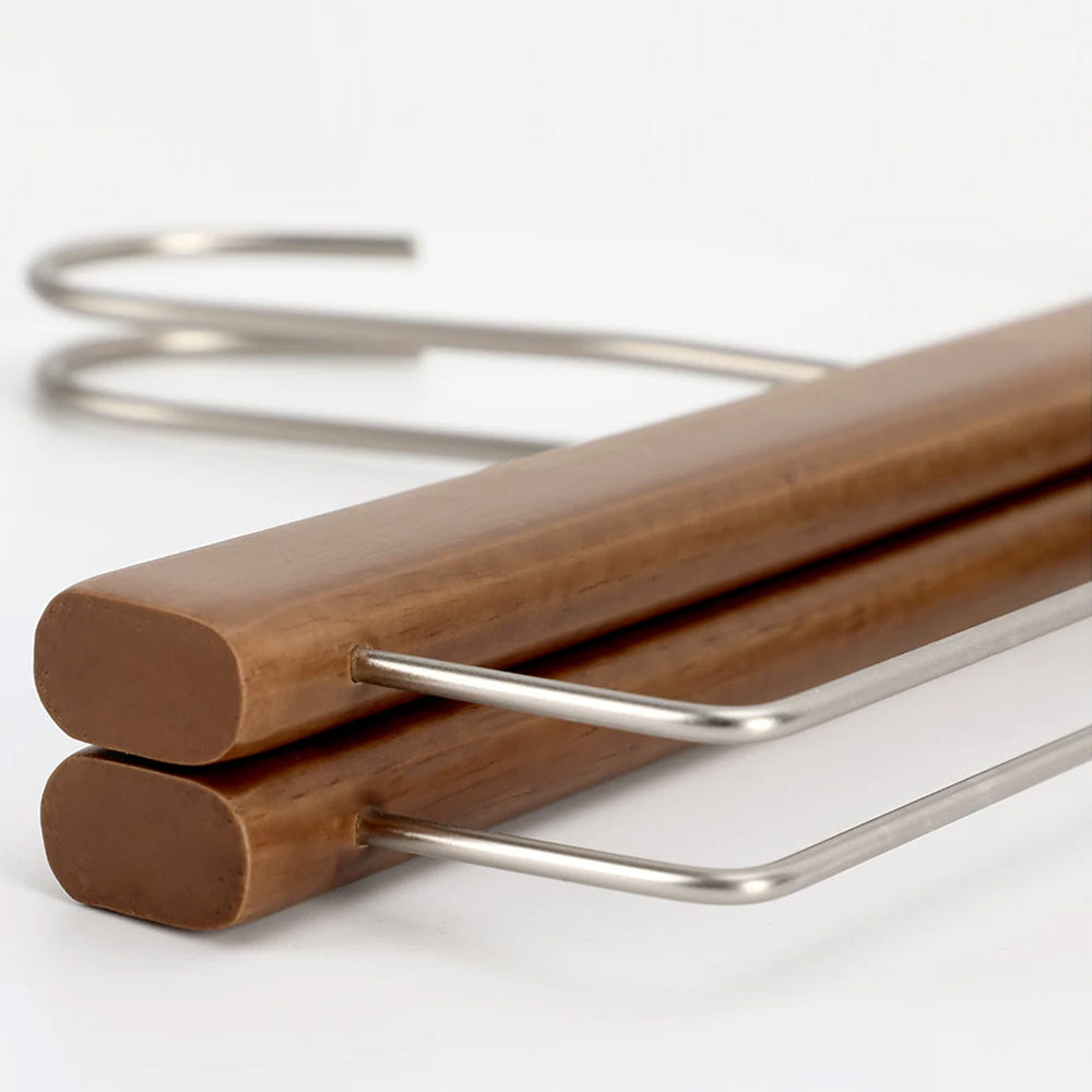 Wholesale Walnut Lacquered Wooden Hangers for Coats, Shirts, Suits & Trousers | OEM Custom