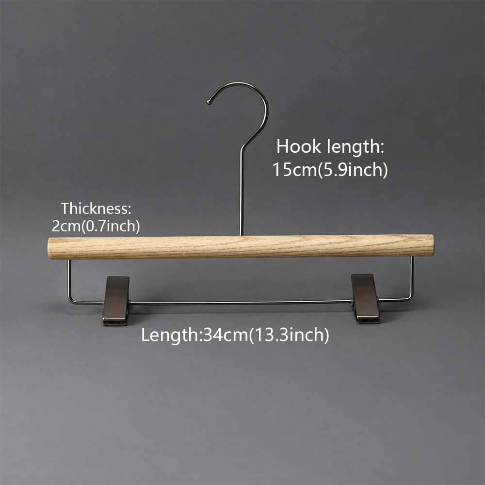 Custom Ash Wood Women’s Clothes & Pants Hangers with Clips Wholesale