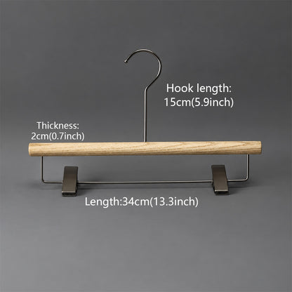 Custom Ash Wood Women’s Clothes & Pants Hangers with Clips Wholesale