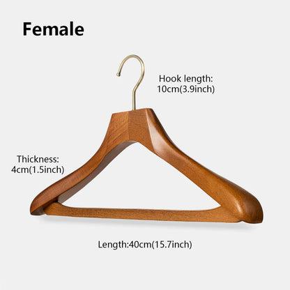 Wide Shoulder Beech Wood Suit Hangers with Trouser Bar & 360° Swivel Hook