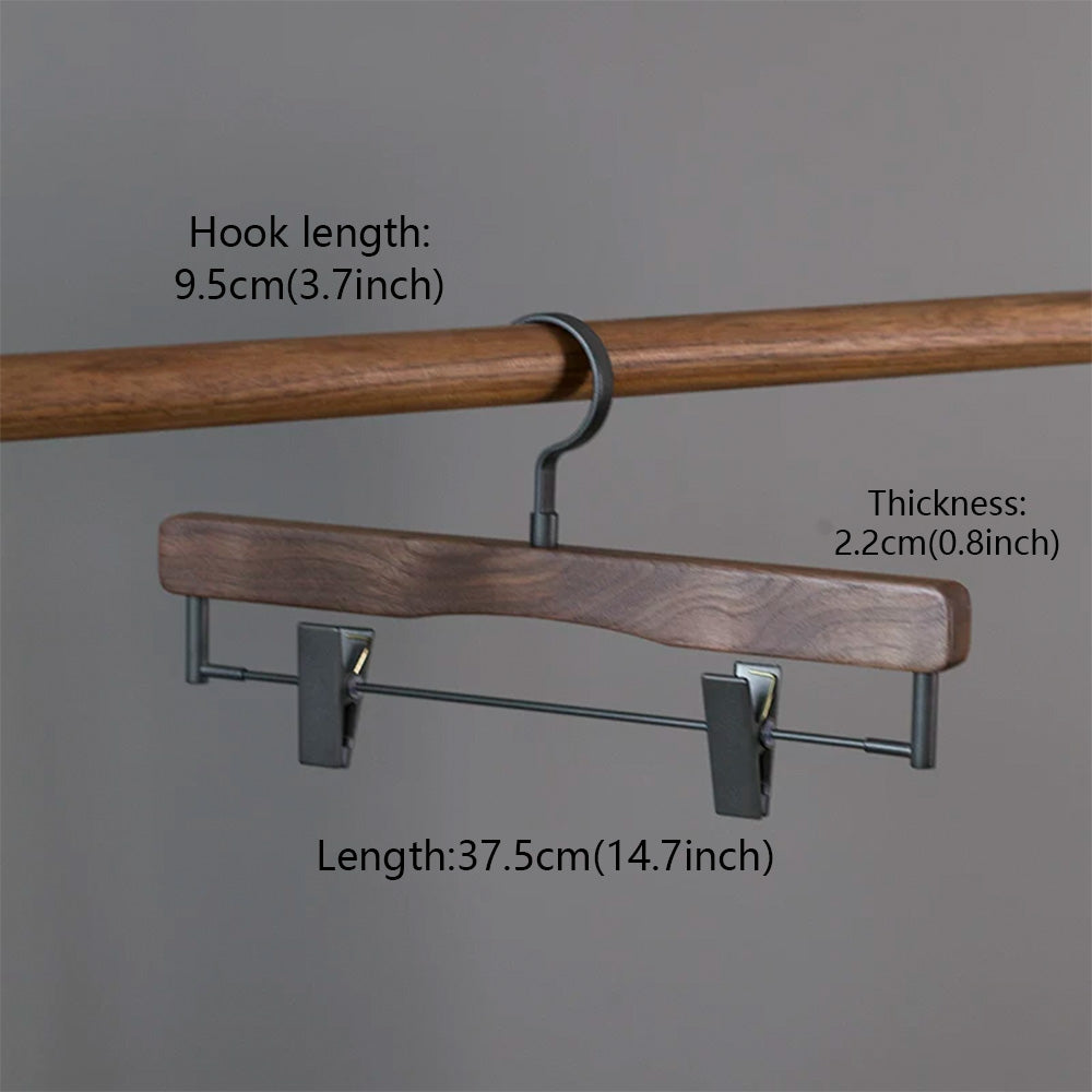 Solid Black Walnut Wooden Hangers for Suits, Pants, Scarves & Handbags