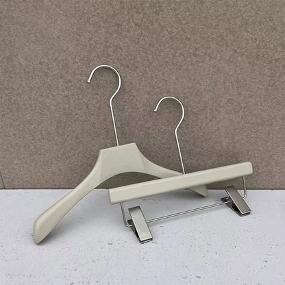 Wholesale Gray Wooden Kids Clothes Hangers with Adjustable Clips