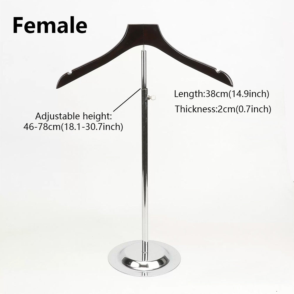 Adjustable Garment Display Stand with Wooden Hanger for Men, Women & Kids