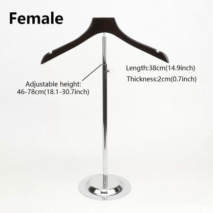 Adjustable Garment Display Stand with Wooden Hanger for Men, Women & Kids