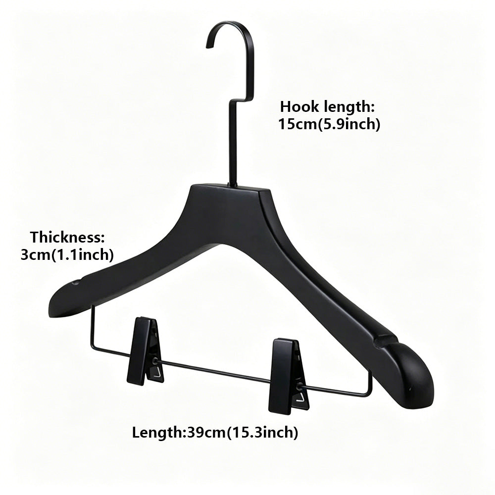 Black Wood Hangers | Non-Slip Solid Wooden Coat & Pants Garment Hanger Set