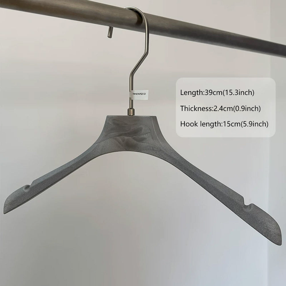 Gray Wood Grain Resin Suit Hangers with Custom Logo for Retail Display