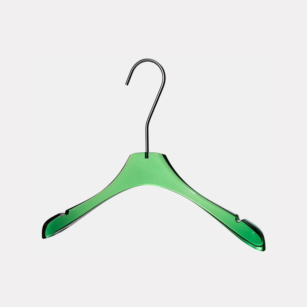 Custom Green Acrylic Hangers with Logo | Wholesale Clothing Hangers