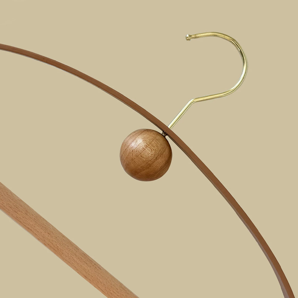 Luxury Beech Wood & Microfiber Leather Clothes Hanger with Gold Hook