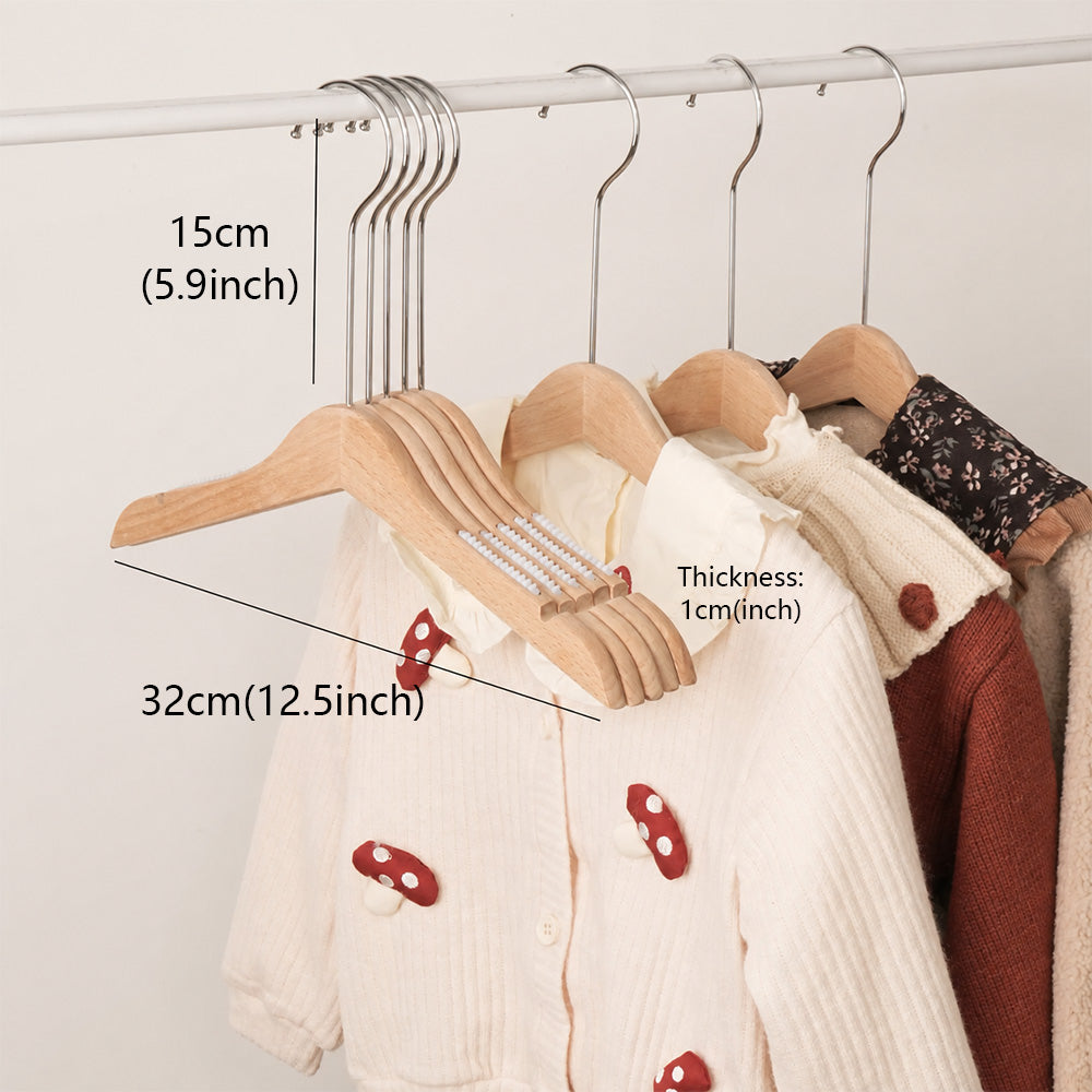 Natural Beech Wood Kids Hangers – Non-Slip Children’s Clothes Hangers