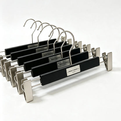 Matte Black Wooden Hangers, 50 Pack | Non-Slip Clothes & Pants Hangers