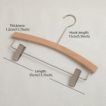 Wood Hanger Pants Clips for Women | Long Hook | No-Mark | Gold Silver Black