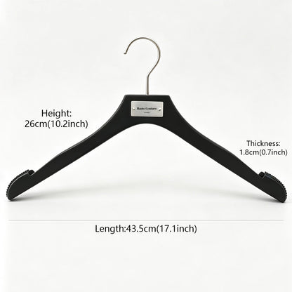 Matte Black Wooden Hangers, 50 Pack | Non-Slip Clothes & Pants Hangers
