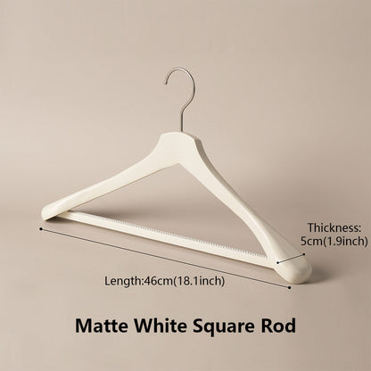 White Wooden Wide Shoulder Hangers with Pants Bar – Matte & Glossy, 46 cm