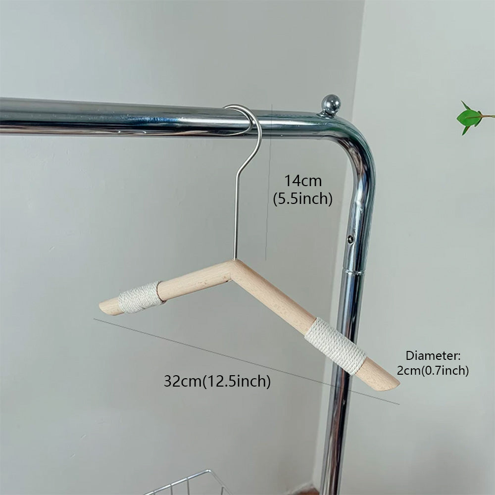 Kids Beech Wood Hangers with Rope | Natural Wooden Children's Clothes & Pants Hanger