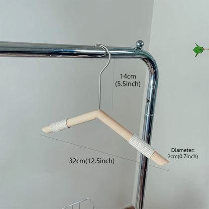 Kids Beech Wood Hangers with Rope | Natural Wooden Children's Clothes & Pants Hanger