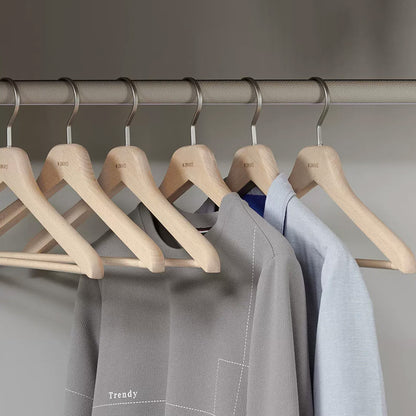 Solid European Beech Wood Hangers for Suits, Coats, Pants & Skirts