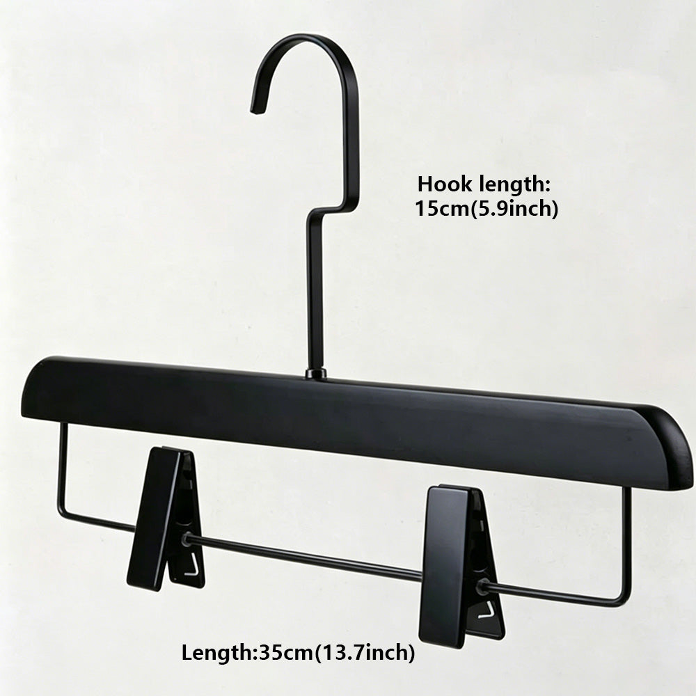 Black Wood Hangers | Non-Slip Solid Wooden Coat & Pants Garment Hanger Set