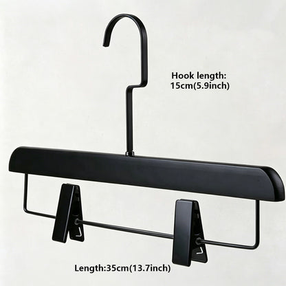 Black Wood Hangers | Non-Slip Solid Wooden Coat & Pants Garment Hanger Set