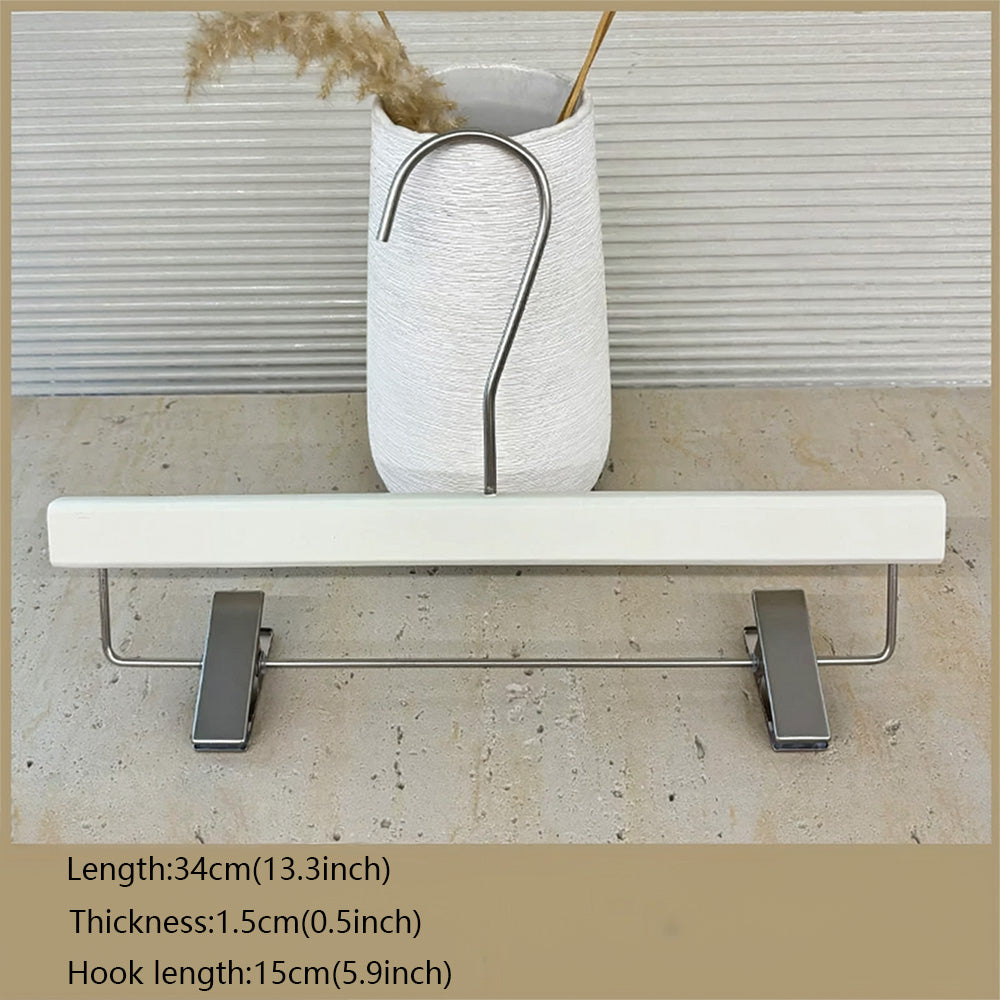 Solid Oak Wooden Hangers for Women with Adjustable Clips & 360° Swivel Hook