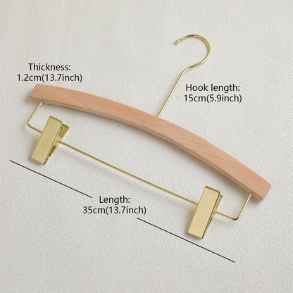 Wood Hanger Pants Clips for Women | Long Hook | No-Mark | Gold Silver Black