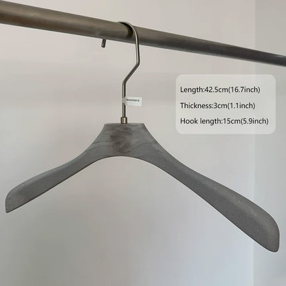 Gray Wood Grain Resin Suit Hangers with Custom Logo for Retail Display