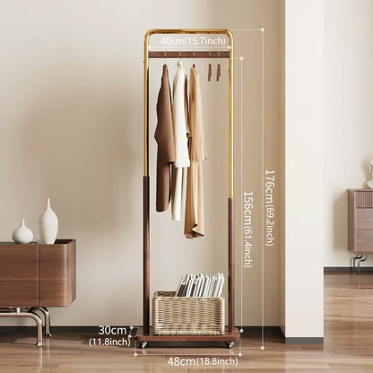 Freestanding Rolling Clothing Rack with Shelf for Bedroom, Entryway & Closet