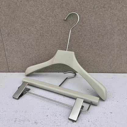 Wholesale Gray Wooden Kids Clothes Hangers with Adjustable Clips