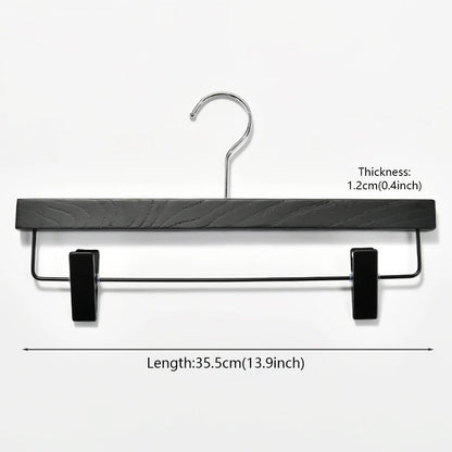 Custom Black Solid Wood Hangers with Ash Wood Grain Texture and Clips