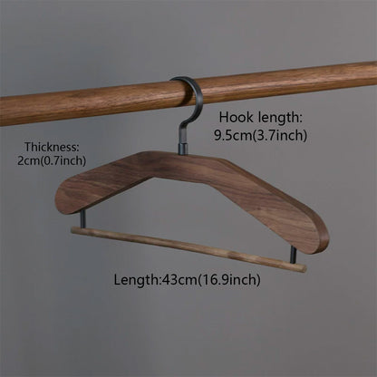 Solid Black Walnut Wooden Hangers for Suits, Pants, Scarves & Handbags